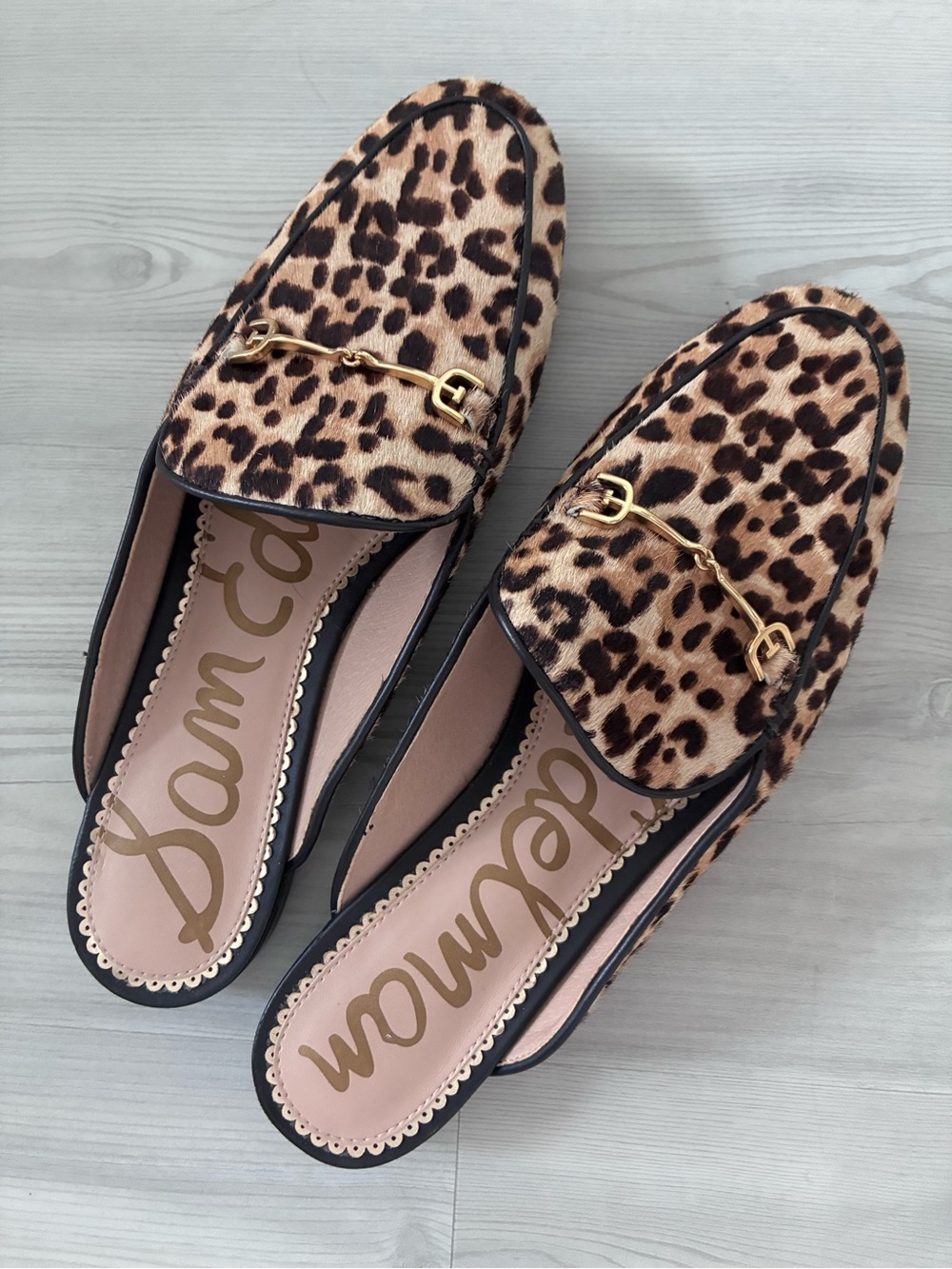 Sam Edelman Size 9 Calfhair Leopard Linnie Bit Slip-On Loafer Mules